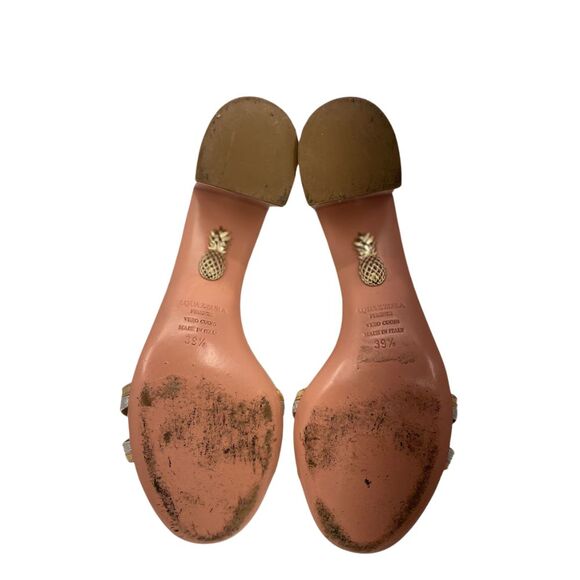 Aquazzura Moonray Metallic Sandal Women's 39.5 Made in Italy - Picture 4 of 5